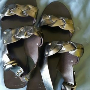 Theory Metallic Braided Sandals